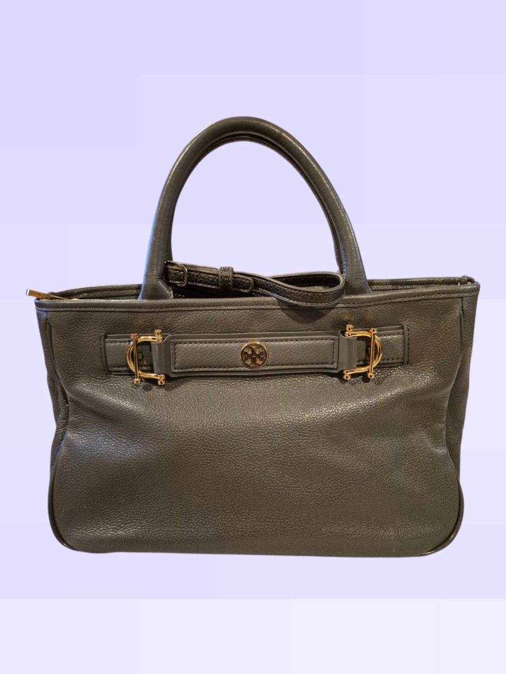Tory Burch Elephant Gray Horsebit Jaden Satchel